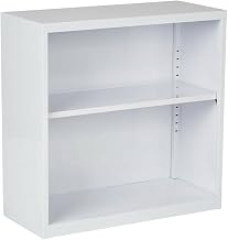 Furnifact White Metal Bookcase, Durable Steel Construction, Modern Open Shelving Design, Residential use, Lightweight Storage Solution