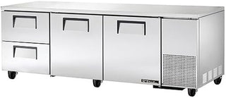 True TUC-93D-2 Series Solid Doors & Drawered Three Section Deep Undercounter Rerigerator