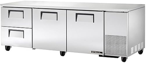 True TUC-93D-2 Series Solid Doors & Drawered Three Section Deep Undercounter Rerigerator
