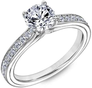 2.2ct Round Cut Moissanite Engagement Ring for Women White Gold Plated Channel Set Accent