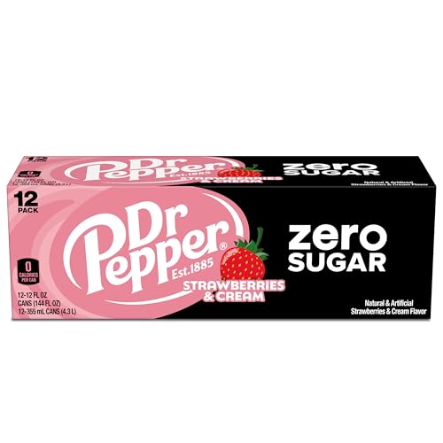 Dr Pepper Zero Sugar Strawberries and Cream / 12 FL Oz (Pack of 12) / 1 Soft Drinks