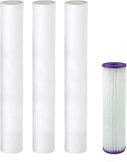 Aquasana 20 Inch Pre-Filter Replacement 3-Pack and Post-Filter Bundle | For Rhino Whole House Filters | Replace Pre-Filters Every 2 Months, Post-Filter Every 6 Months | EQ-303-20 and EQ-PFC.35