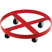 1000 Lb. Capacity Drum Dolly for 55 Gallon Drum - Steel Wheels by Global Industrial – 24"L x 24"W x 4"H, 8 Gauge Steel, Orange, Model 100321