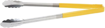 Vollrath Jacob's Pride Stainless Steel One-Piece Utility Tong with Yellow Kool-Touch® Handle - 16"L