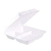 DART 95HT3R Lg 3 Comp Foam Hinged Container, 9.5 in (Case of 200)