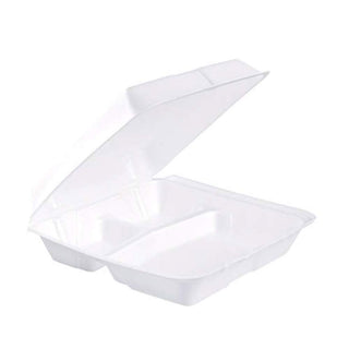 DART 95HT3R Lg 3 Comp Foam Hinged Container, 9.5 in (Case of 200)