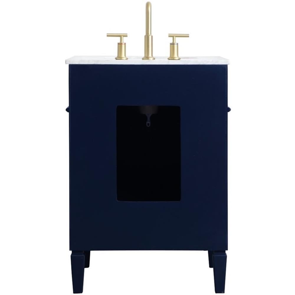 24 Inch Single Bathroom Vanity in Blue by Elegant Decor – 24" - Single, Wood, Blue,gold, Model VF12524BL