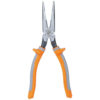 Pliers, Made in USA, Electrician's Insulated Long Nose Side-Cutting Pliers, 1000V Rated, Induction Hardened Knives, 8-Inch by KLEIN TOOLS – Long Nose Cutters, Model 2038RINS
