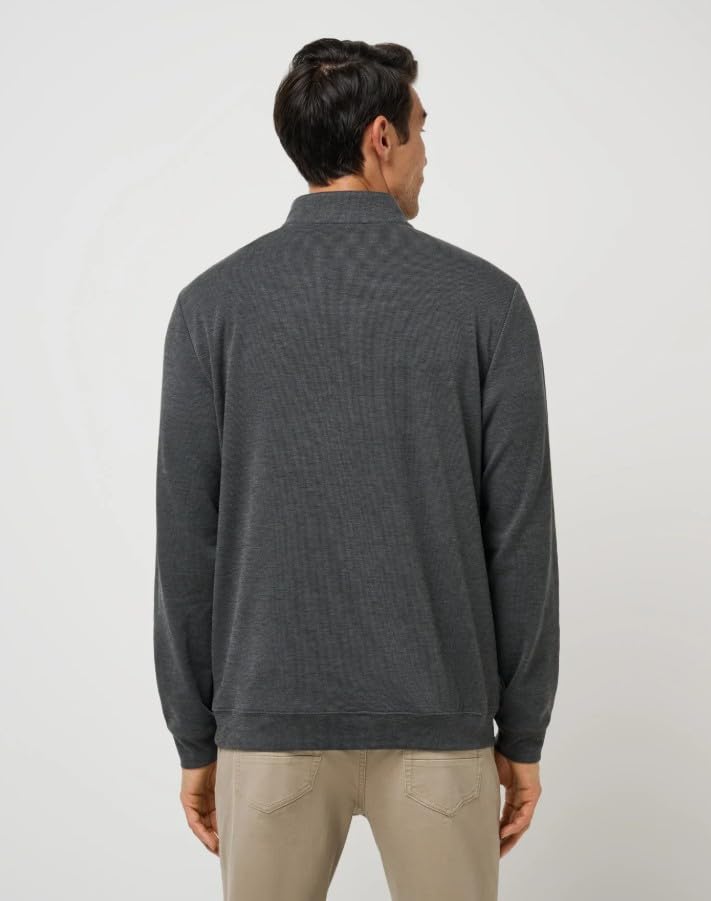 Mens Cloud Sweater 1/4 Zip by TravisMathew – X-Large, Cotton Blend, Heather Black, Model A42356