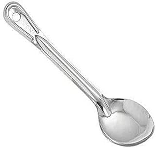 Winco 11" Prime Stainless Steel Basting Solid Spoon | Dishwasher safe, Solid design, Heavy-duty, Hanging hole, Long handle, Great for Cooking, Buffet Service and Food Preparation