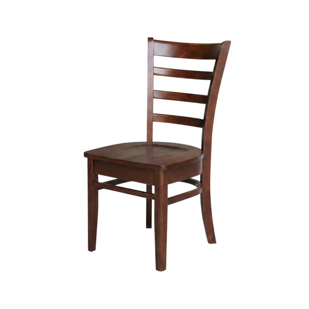 Solid Wood Side Chair with Classic Hardwood Frame by Furnifact – Wood, Espresso, Pack of 2