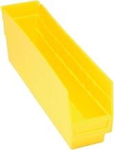 Quantum Storage QSB203 Store-More Heavy-Duty Nesting Plastic Shelf Bins for Pharmacy, Hospital & Warehouse, Hanging Lip & 7 Divider Slots, 18" x 5" x 6", Yellow, 20-Pack