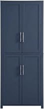 Furnifact Blue Tall Kitchen Storage Pantry, Food Organization, Anti-Tip Mechanism, Floor Clearance, Durable Construction, Spacious Design