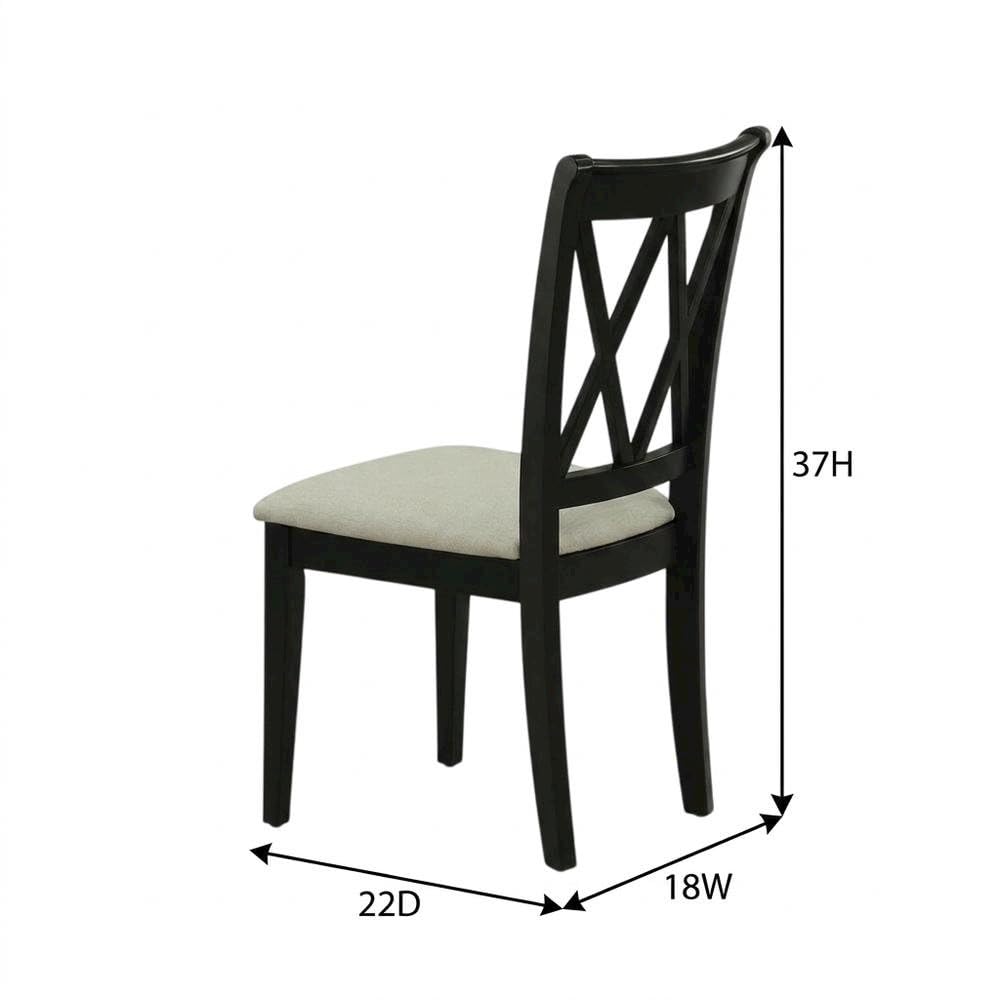 Upholstered Dining Chair with High Back by Furnifact – Rubberwood, Black, Pack of 2