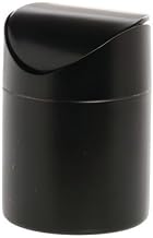 Countertop Trash Can Small Black Steel, Swing Top - 4 3/4"Dia x 6 1/2"H