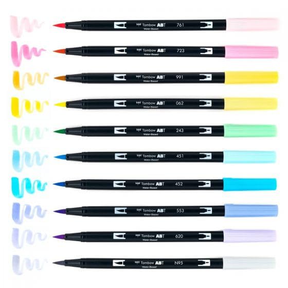 : Dual Brush Pen 3 Pack Set - Pastel by Tombow – Pack of 33, Model 56255, 56256, 56257