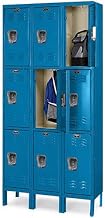Premium 3-Tier Steel Locker - 12x18x24 Opening - 3 Locker Wide - Set-Up - Marine Blue