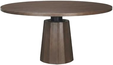 Starlight Canyon Home Dark Brown Wooden Round Pedestal Dining Table, 60-inch Diameter, Solid Wood, Classic Design, Kitchen and Dining Room use