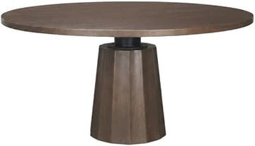 Starlight Canyon Home Dark Brown Wooden Round Pedestal Dining Table, 60-inch Diameter, Solid Wood, Classic Design, Kitchen and Dining Room use