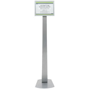 Floor Stand Sign Holder with Swivel Frame Silver Steel- 12" L x 12" W x 56" H by BEEMAK - EAST (DEFLECTO CORP) – Alloy Steel, Silver, Model 693245