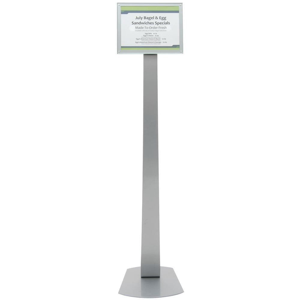 Floor Stand Sign Holder with Swivel Frame Silver Steel- 12" L x 12" W x 56" H by BEEMAK - EAST (DEFLECTO CORP) – Alloy Steel, Silver, Model 693245