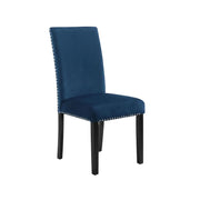 Velvet-Upholstered Dining Chair with Wood Legs by Starlight Canyon Home – Wood, Blue, Pack of 2