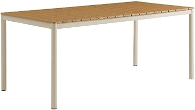 Modway Finn 71 Inch Outdoor Patio Dining Table for 6 People in Natural