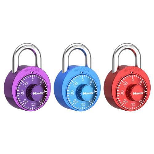 Master Lock Red, Purple. Blue / 3 Pack / 3 Pack; Assorted Combination Padlocks