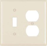 Legrand Pass & Seymour TP18LA Trademaster Mid-Size Unbreakable Nylon Wall Plate, 2 Gang, Combination One Toggle and One Duplex Outlet Cover, Light Almond (1 Count)