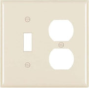 Legrand Pass & Seymour TP18LA Trademaster Mid-Size Unbreakable Nylon Wall Plate, 2 Gang, Combination One Toggle and One Duplex Outlet Cover, Light Almond (1 Count)