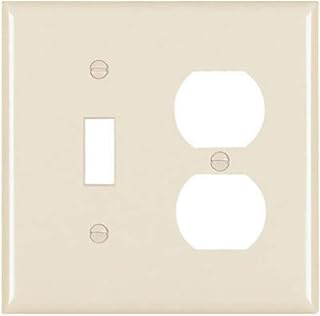 Legrand Pass & Seymour TP18LA Trademaster Mid-Size Unbreakable Nylon Wall Plate, 2 Gang, Combination One Toggle and One Duplex Outlet Cover, Light Almond (1 Count)