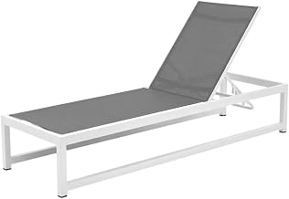 Gray Mesh Fabric Sun Chaise Lounge Chair, Adjustable Height, Comfortable Back Support, Durable Frame, Patio, Backyard, Poolside
