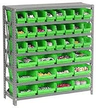 Global Industrial 7 Shelf Steel Shelving with (36) 4" H Plastic Shelf Bins