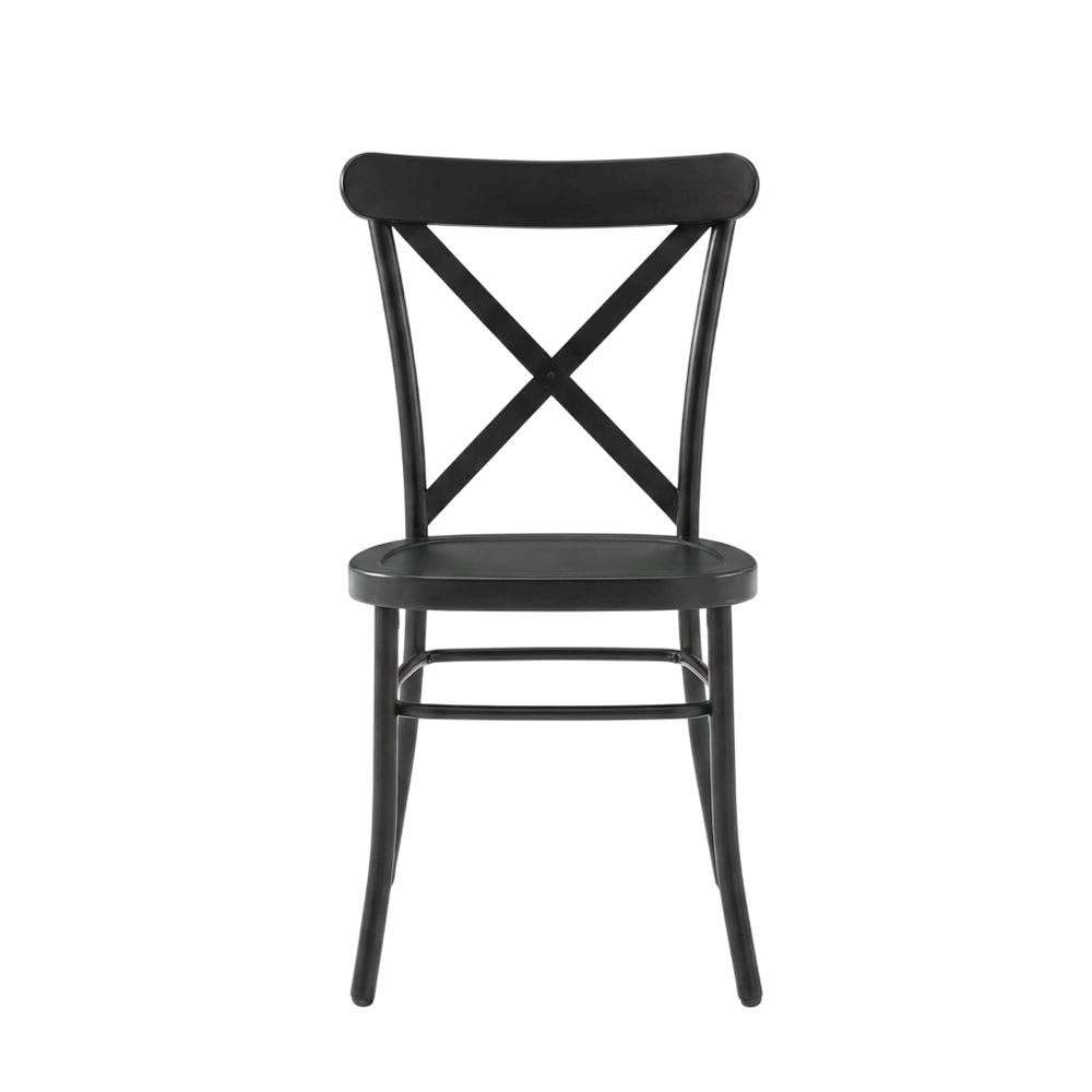 Black Metal Dining Chair Set with 4 Chairs by Furnifact – Steel 100.00%, Black, Pack of 4