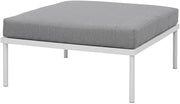 White Aluminum Ottoman for Outdoor Patio Lounge, Stylish Weather-Resistant Design, Lightweight Durable Frame, Versatile Seating and Accents