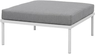 White Aluminum Ottoman for Outdoor Patio Lounge, Stylish Weather-Resistant Design, Lightweight Durable Frame, Versatile Seating and Accents