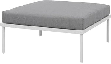 White Aluminum Ottoman for Outdoor Patio Lounge, Stylish Weather-Resistant Design, Lightweight Durable Frame, Versatile Seating and Accents