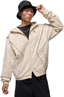 Nike Jordan Brooklyn Men's Hooded Draft Loose Track Jacket, Light Orewood Brown/Black, XL