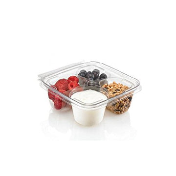 Inline Plastics Snackware 4 Compartment Clear PET Tamper Evident Food Container | 252 per case
