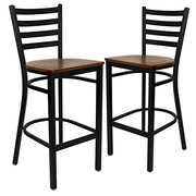 Flash Furniture Cherry Wood Seat/Black Metal Frame / Set of 2 / Traditional( 2 Pack) Barstools