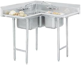 Advance Tabco 94-K5-11D Three Compartment Corner Sink with Two Drainboards - 84"