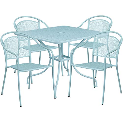 Flash Furniture Sky Blue / 28" / 4 Round Chairs + Square Table Dining Sets
