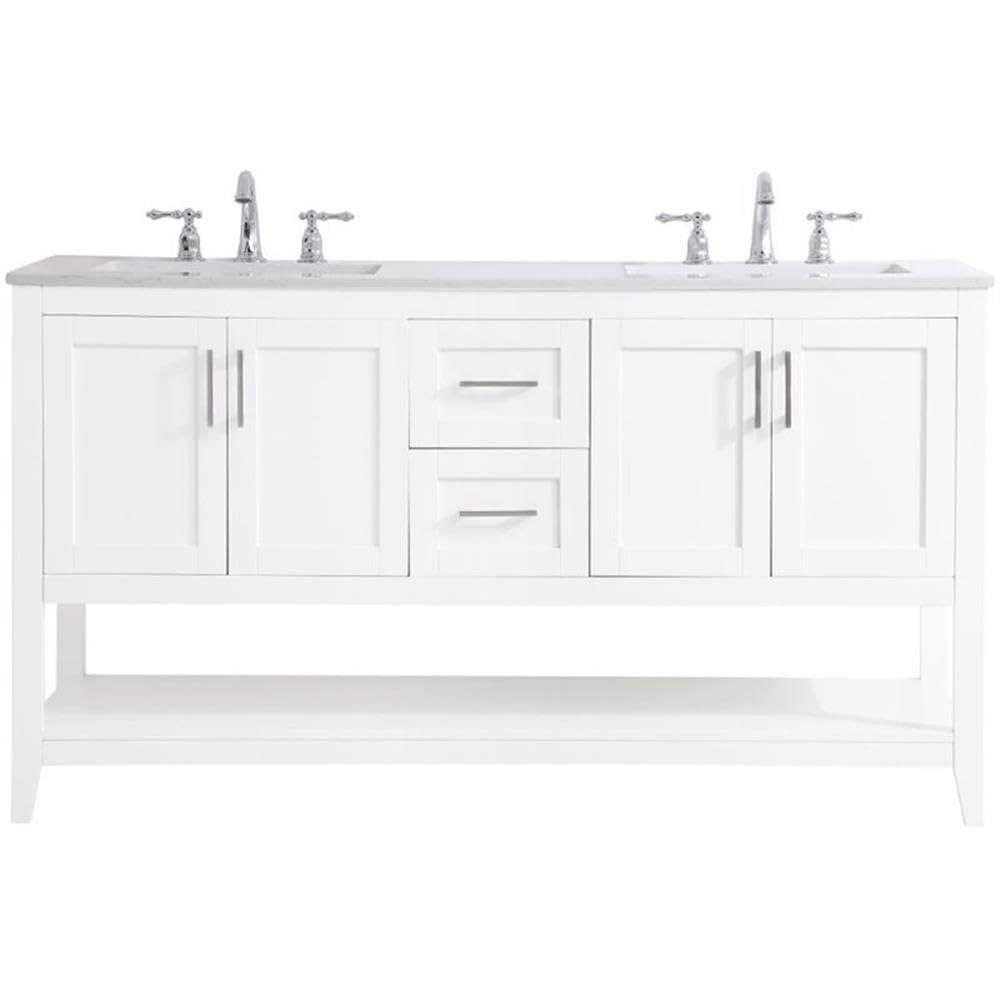 Elegant Decor 60"Lx22"Wx34"H / White / Traditional Bathroom Vanities