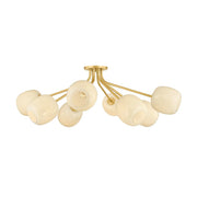 Mitzi Lisette 8-Light Close-to-Ceiling | Vogue & Modern Style | Aged Brass Finish | Glass Shade | Damp-Rated for Bathroom Use | 39.75" Dia x 13.5" H | -AGB by MITZI HUDSON VALLEY
