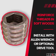 E-Z LOK M8-1.25 Internal Threads, 0.512" Length / Copper / 13mm Length Threaded Inserts