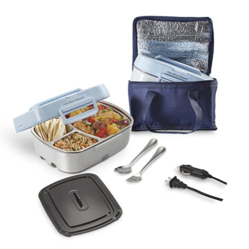Hamilton Beach Stainless Steel 3 Compartment Tray / Blue / Modern Lunch Boxes