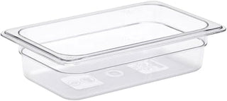 HUBERT Fourth-Size Clear Polycarbonate Cold Food Pan -10 3/7" L x 6 7/16" W x 2 1/2" D