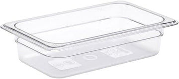 HUBERT Fourth-Size Clear Polycarbonate Cold Food Pan -10 3/7" L x 6 7/16" W x 2 1/2" D
