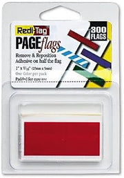 Redi-Tag Removable/Reusable Page Flags, Red, 300 per Pack -:- Sold as 2 Packs of - 300 - / - Total of 600 Each