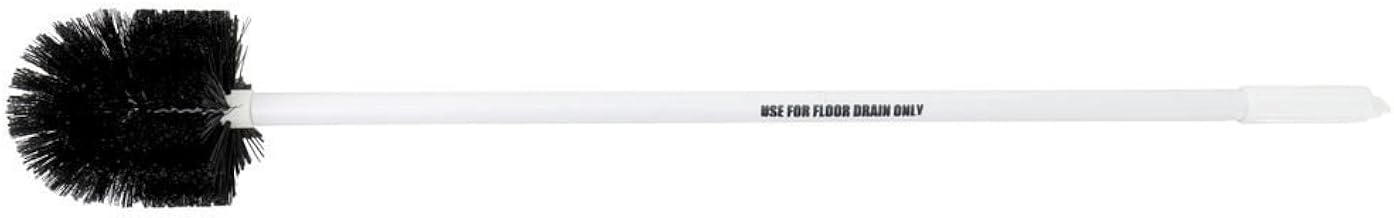 Drain Brush with Black Bristles White Plastic 3' Rigid Handle - 6" Dia
